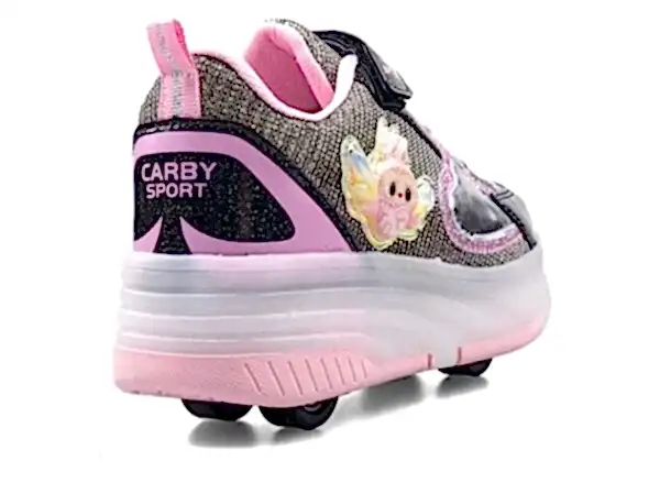 Carby tekerlekli ayakkabı siyah/altın/pembe